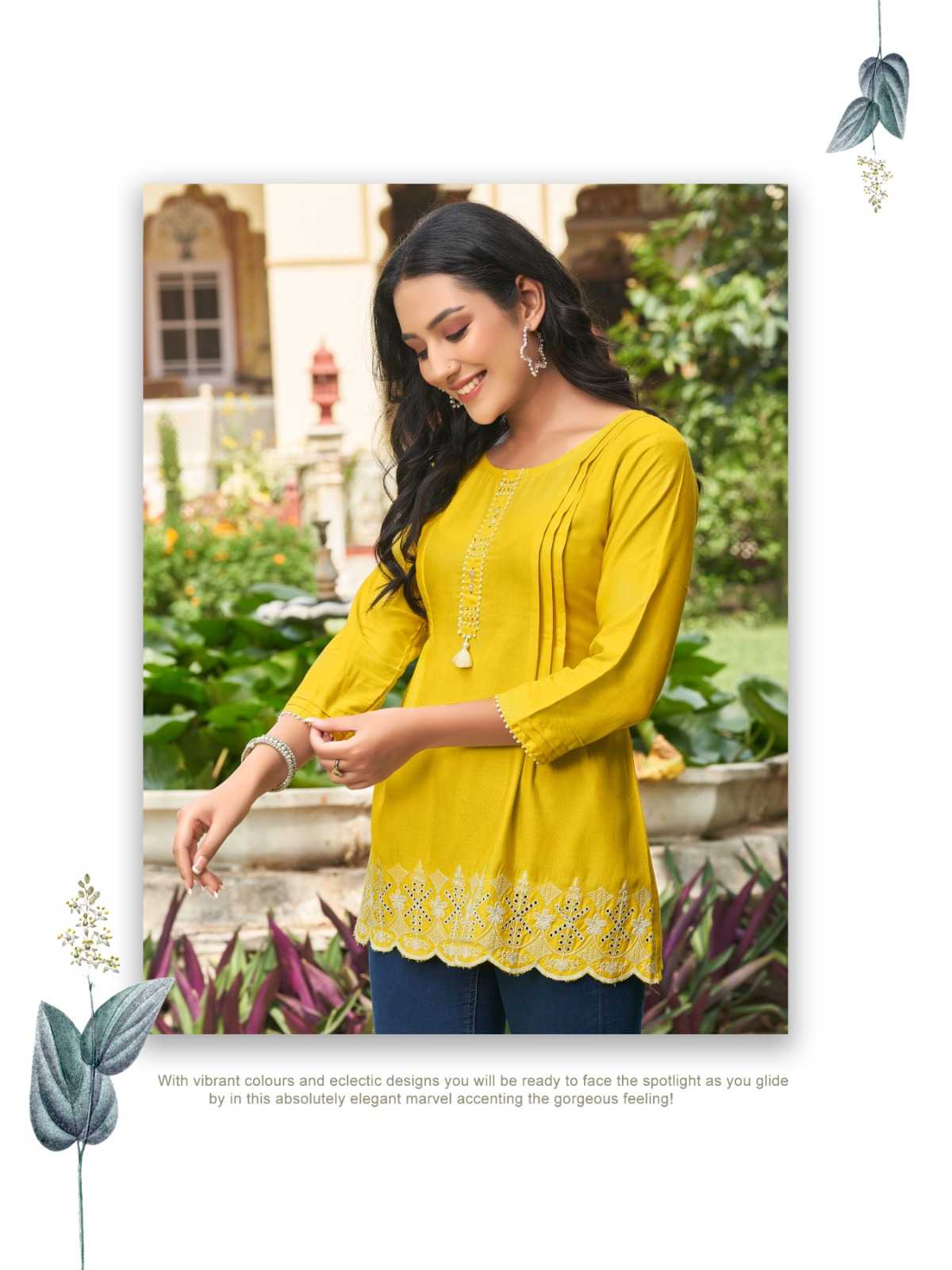 heritage creation cherry designer fullstitch short kurti with elegant handwork 