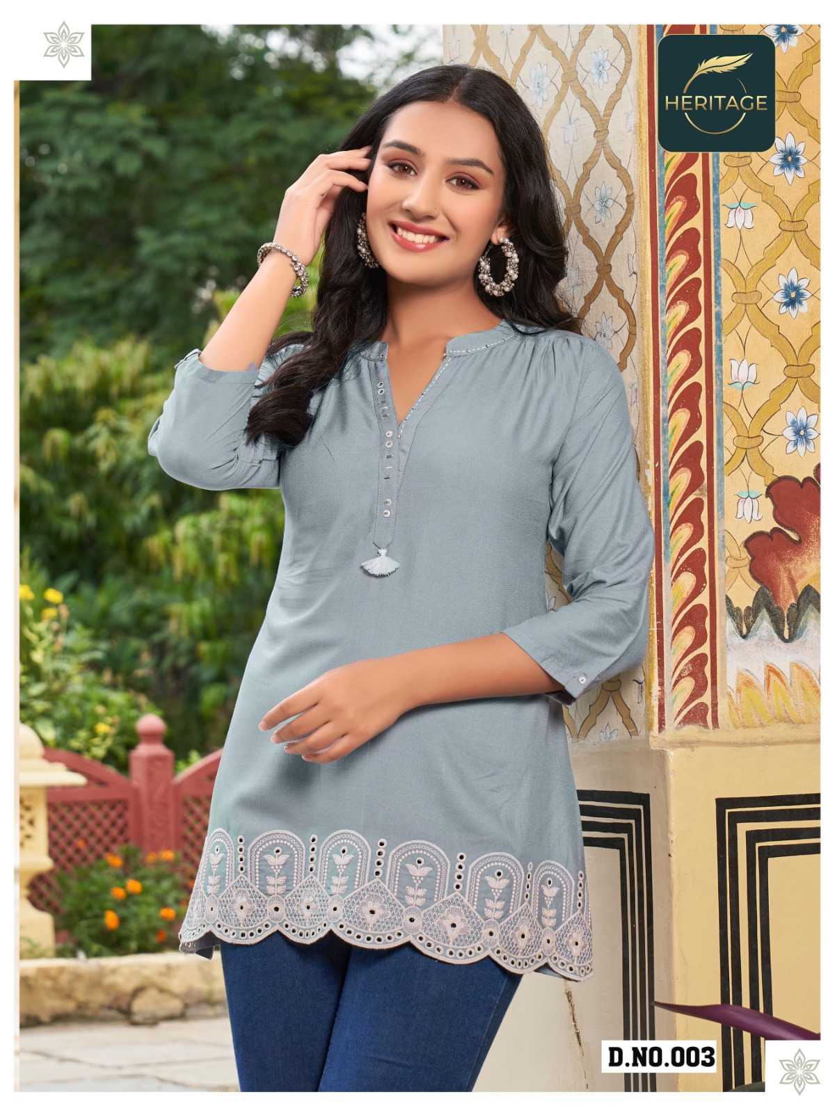 heritage creation cherry designer fullstitch short kurti with elegant handwork 