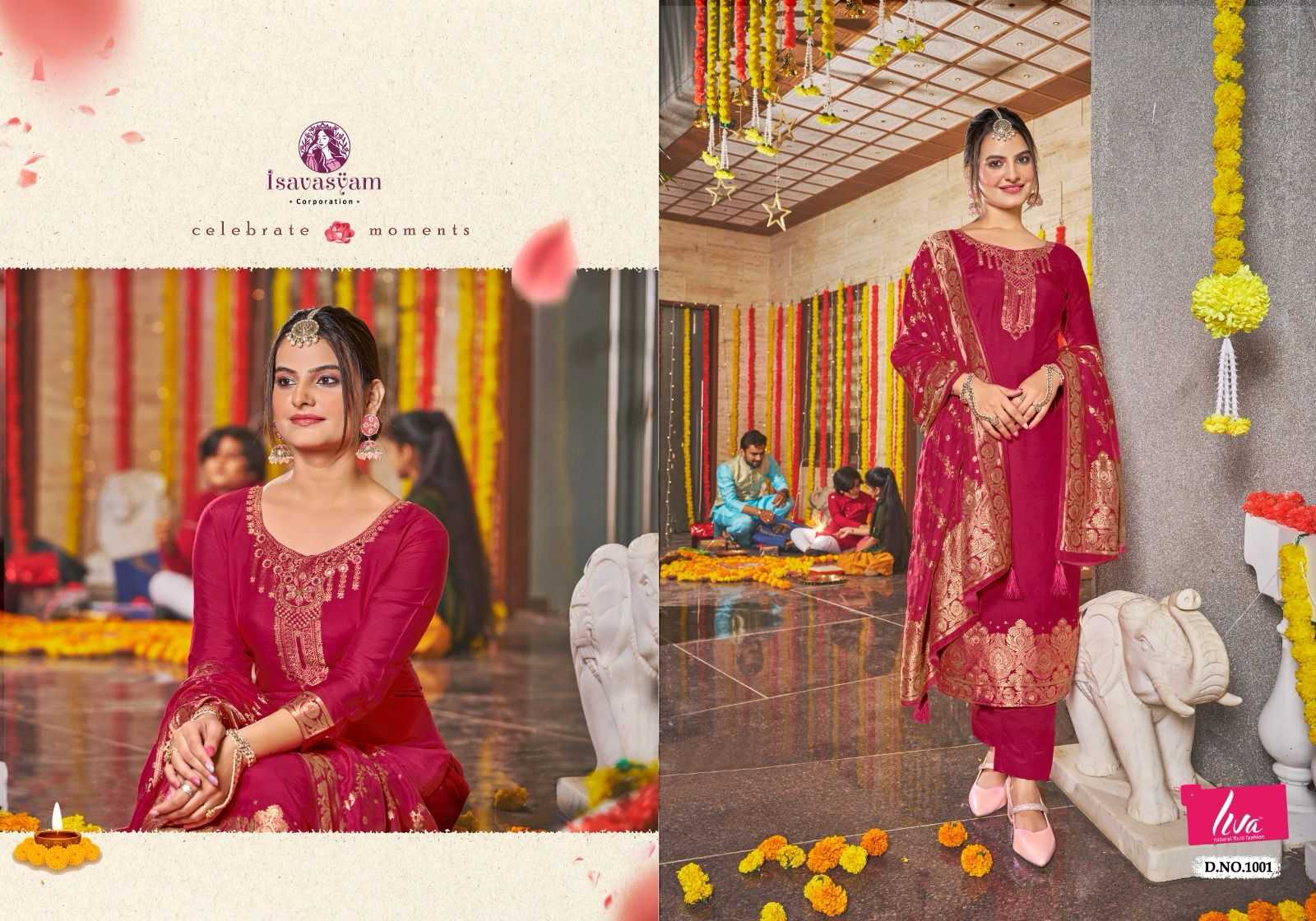 isavasyam present banarasi handwork festive wear readymade salwar kameez catalog