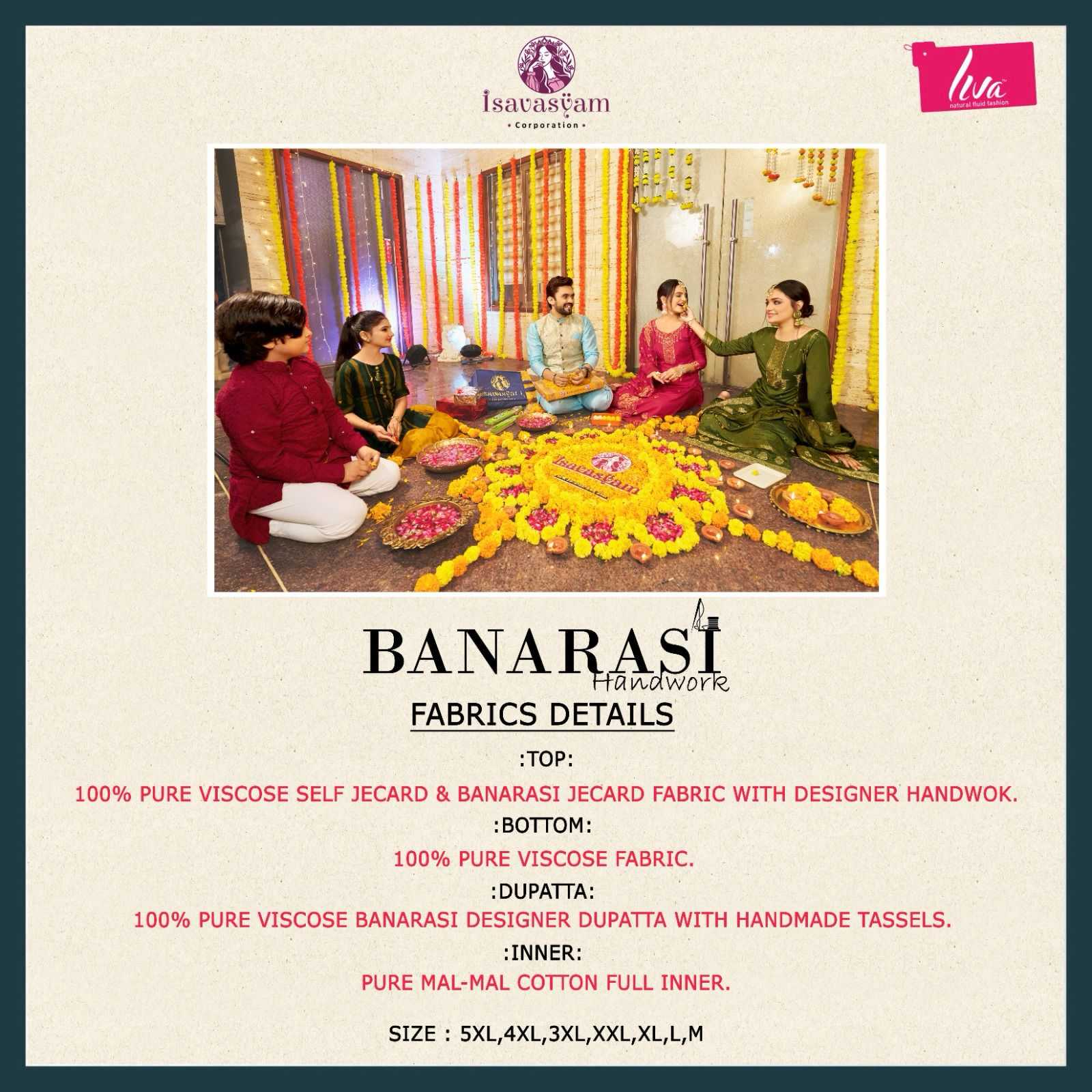 isavasyam present banarasi handwork festive wear readymade salwar kameez catalog