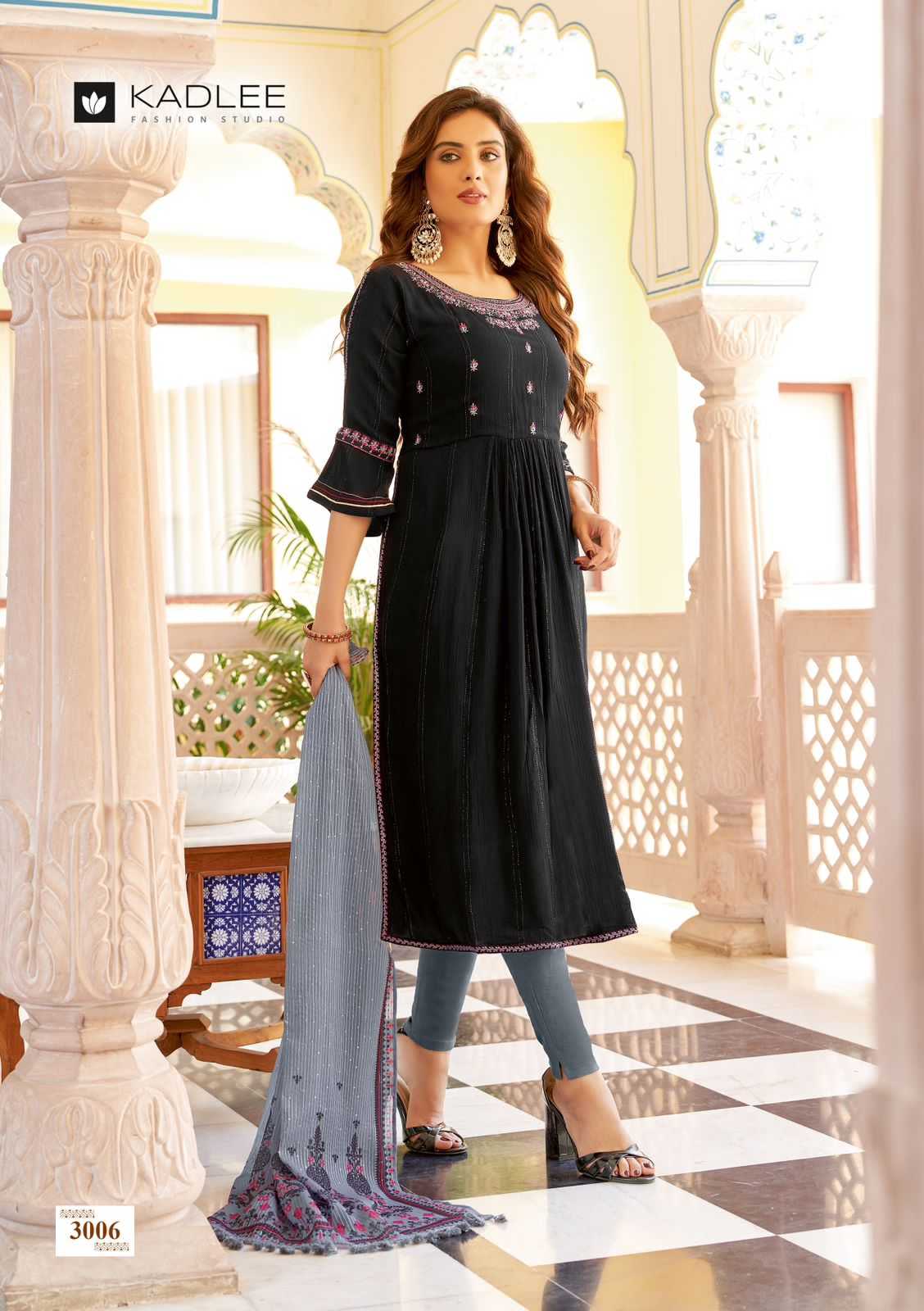 kadlee present sangam fancy amazing work kurti with pant and digital dupatta catalog