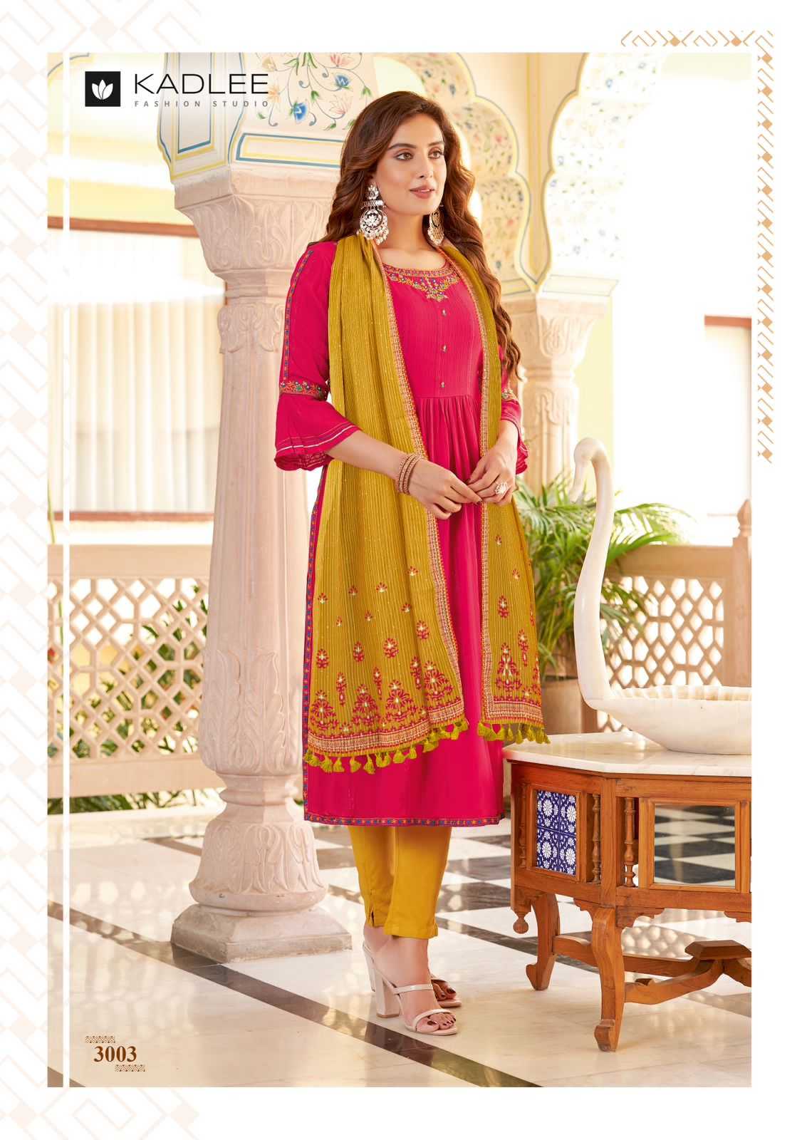 kadlee present sangam fancy amazing work kurti with pant and digital dupatta catalog