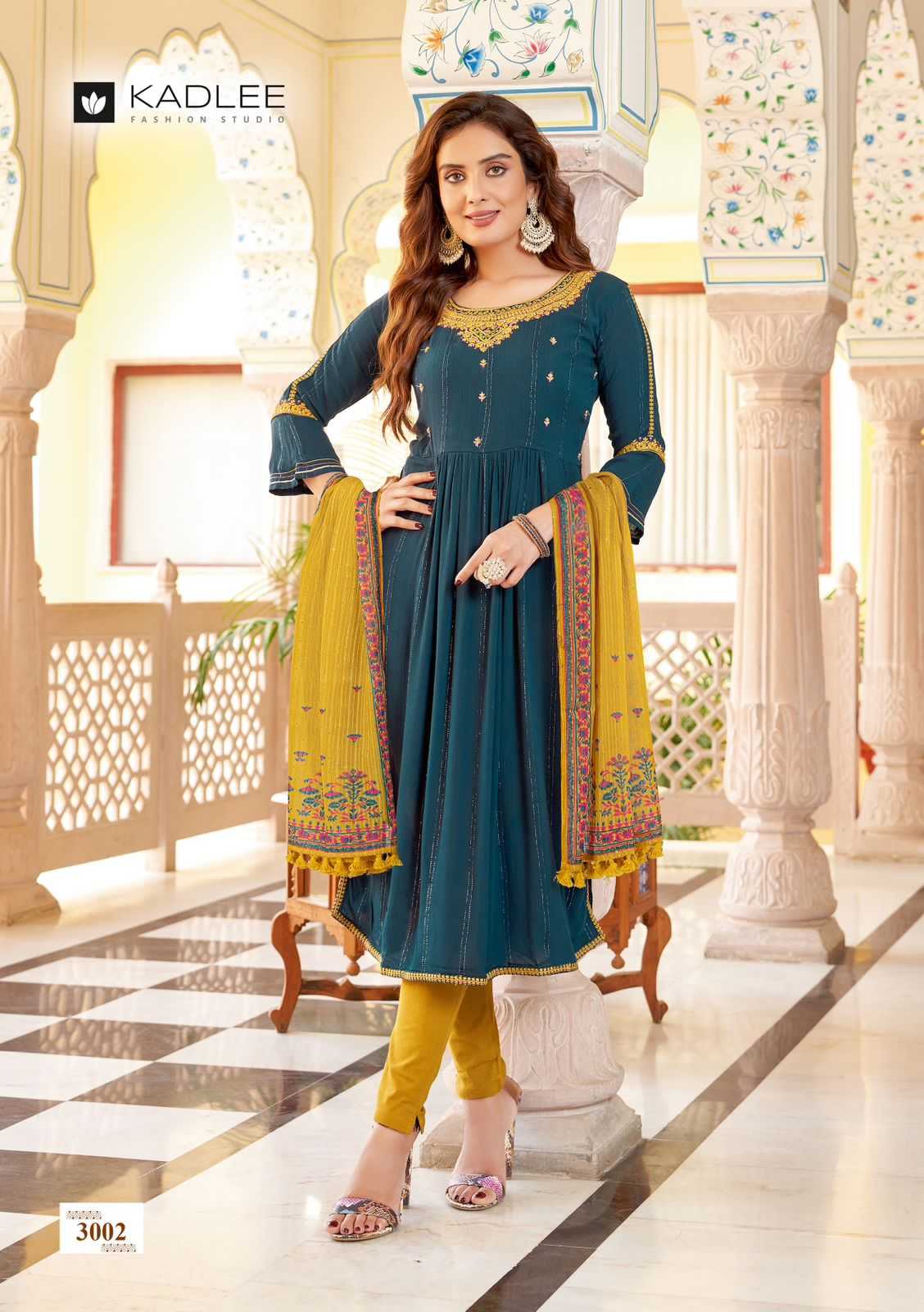 kadlee present sangam fancy amazing work kurti with pant and digital dupatta catalog