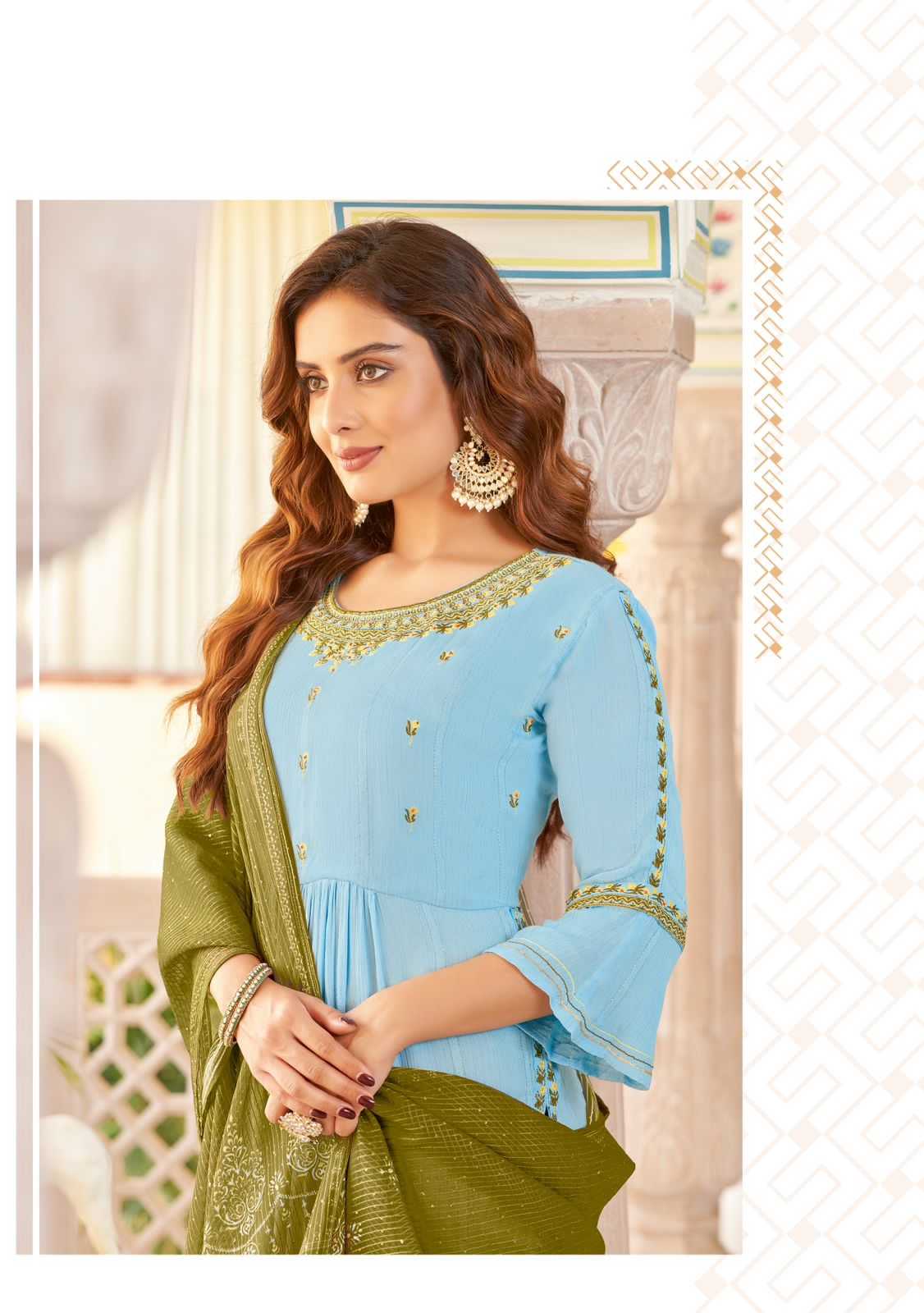 kadlee present sangam fancy amazing work kurti with pant and digital dupatta catalog