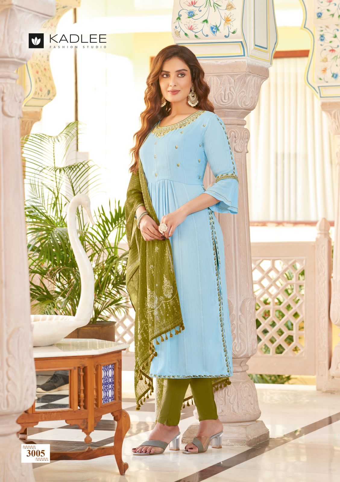 kadlee present sangam fancy amazing work kurti with pant and digital dupatta catalog