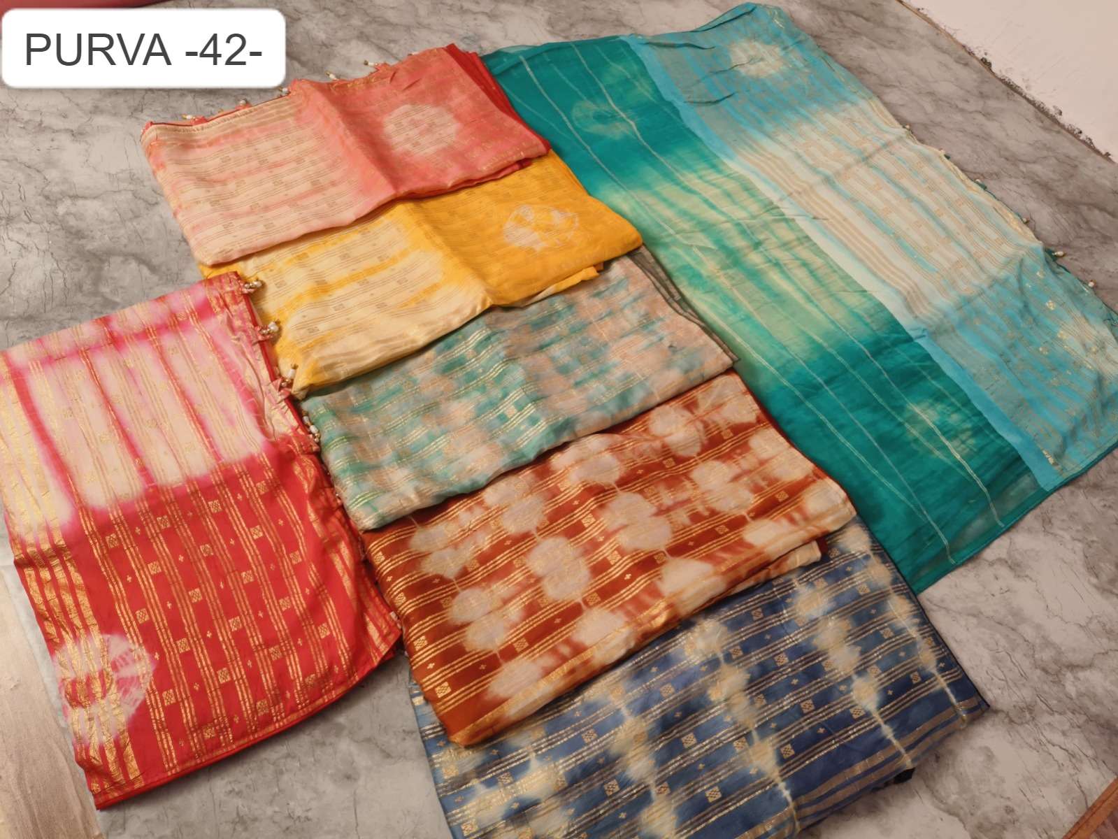 kalpvalley trendz present purva 42-43-59 organza silk fancy saree catalog