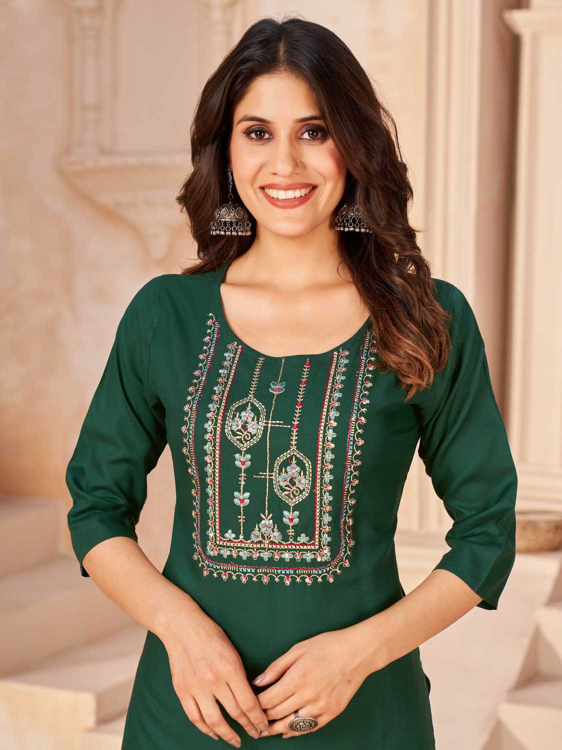 pr big bull rayon kurti sequence work in plus sizes