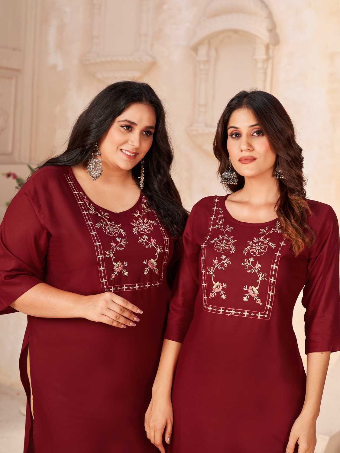 pr big bull rayon kurti sequence work in plus sizes