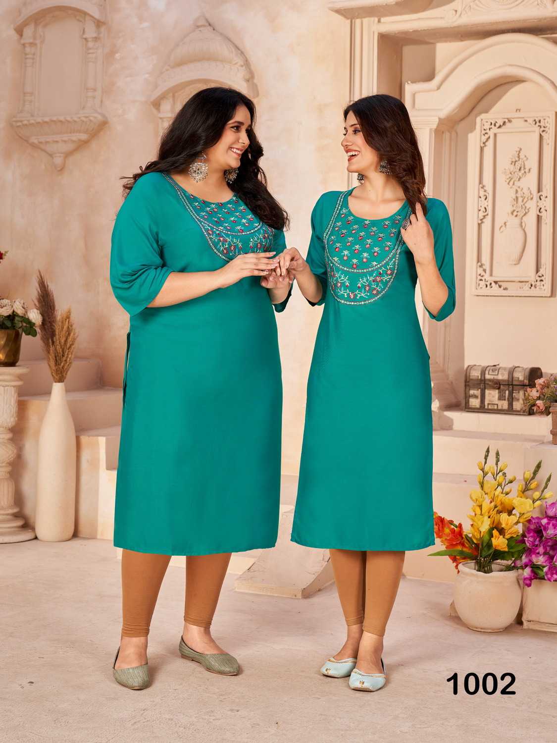 pr big bull rayon kurti sequence work in plus sizes