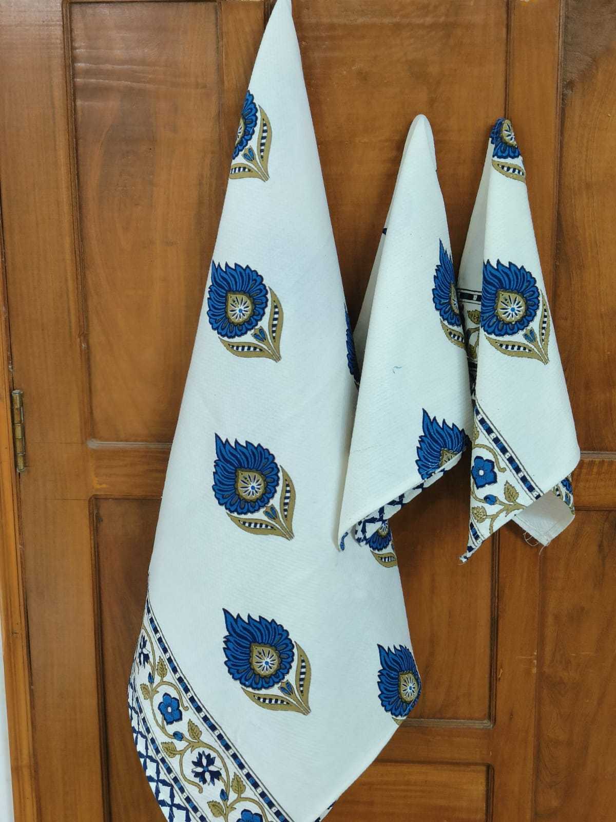 Pr new design in hand block towels cotton 3 pcs set for perfect diwali gift catalog