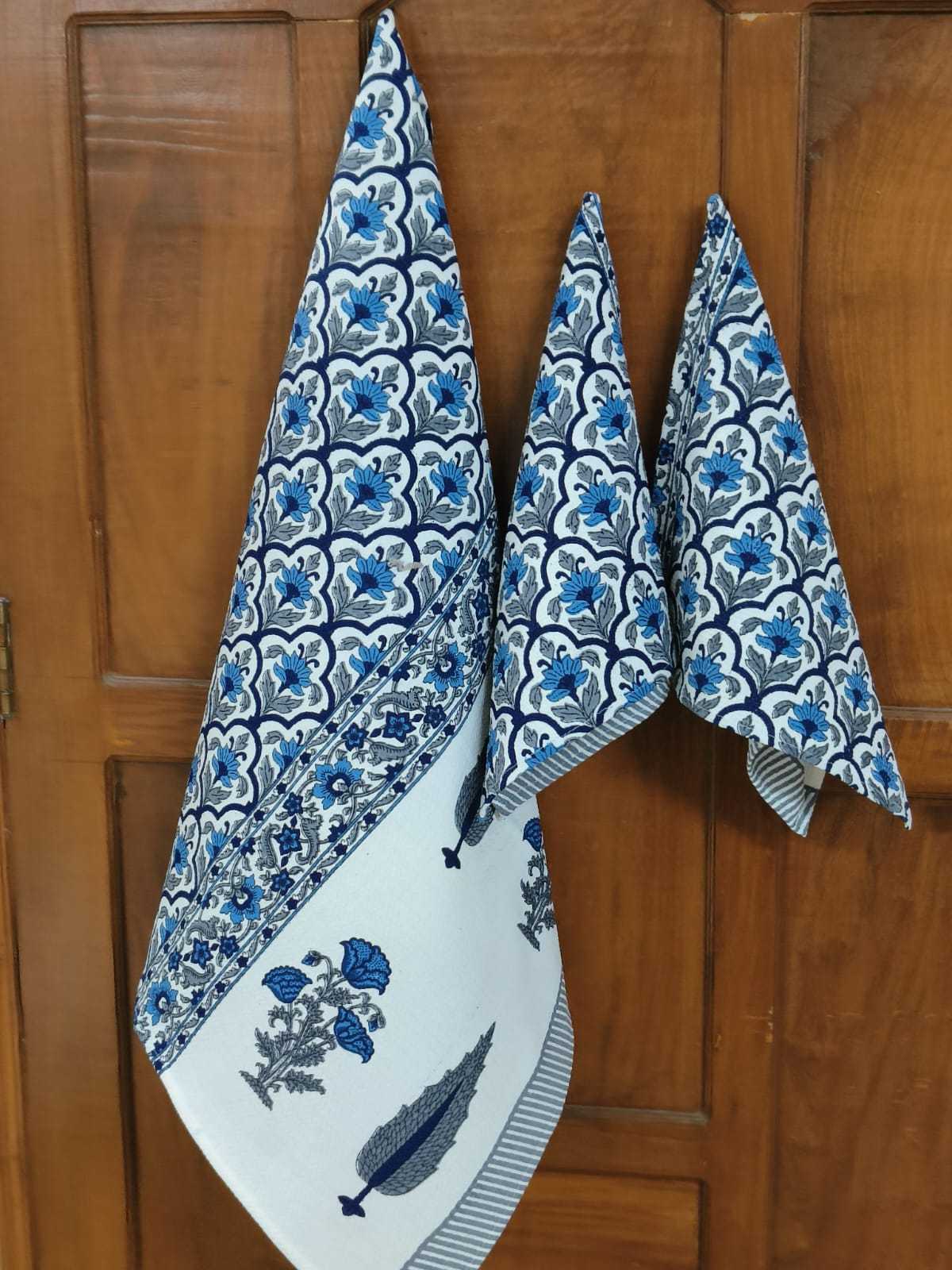 Pr new design in hand block towels cotton 3 pcs set for perfect diwali gift catalog