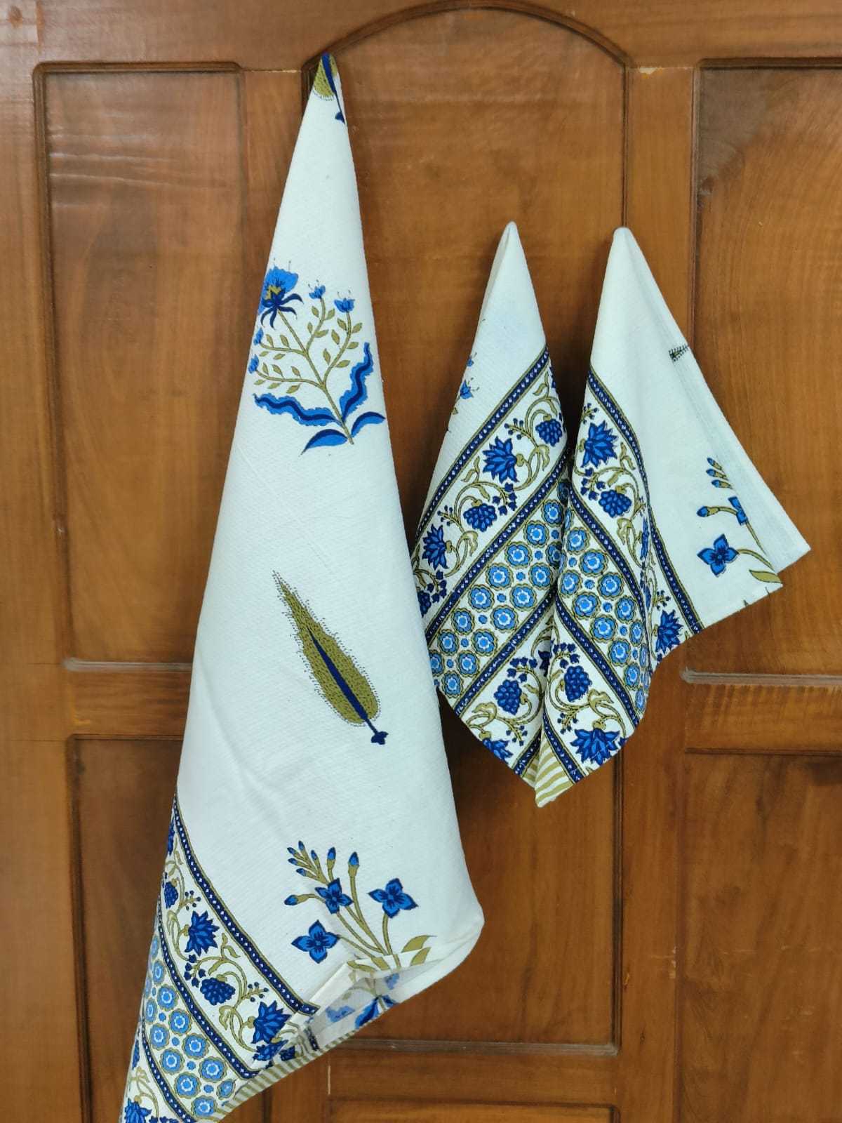 Pr new design in hand block towels cotton 3 pcs set for perfect diwali gift catalog