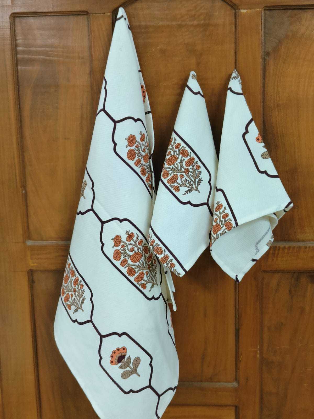 Pr new design in hand block towels cotton 3 pcs set for perfect diwali gift catalog