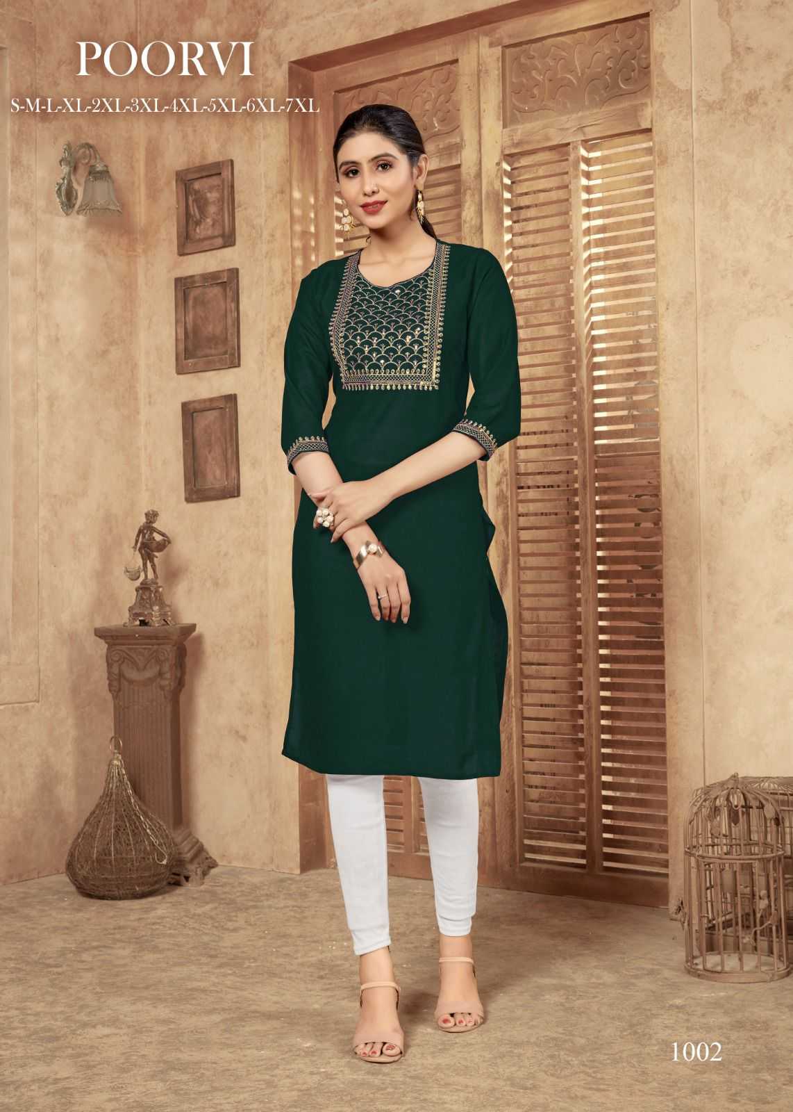 pr poorvi fullstitch rayon straight kurti in big sizes