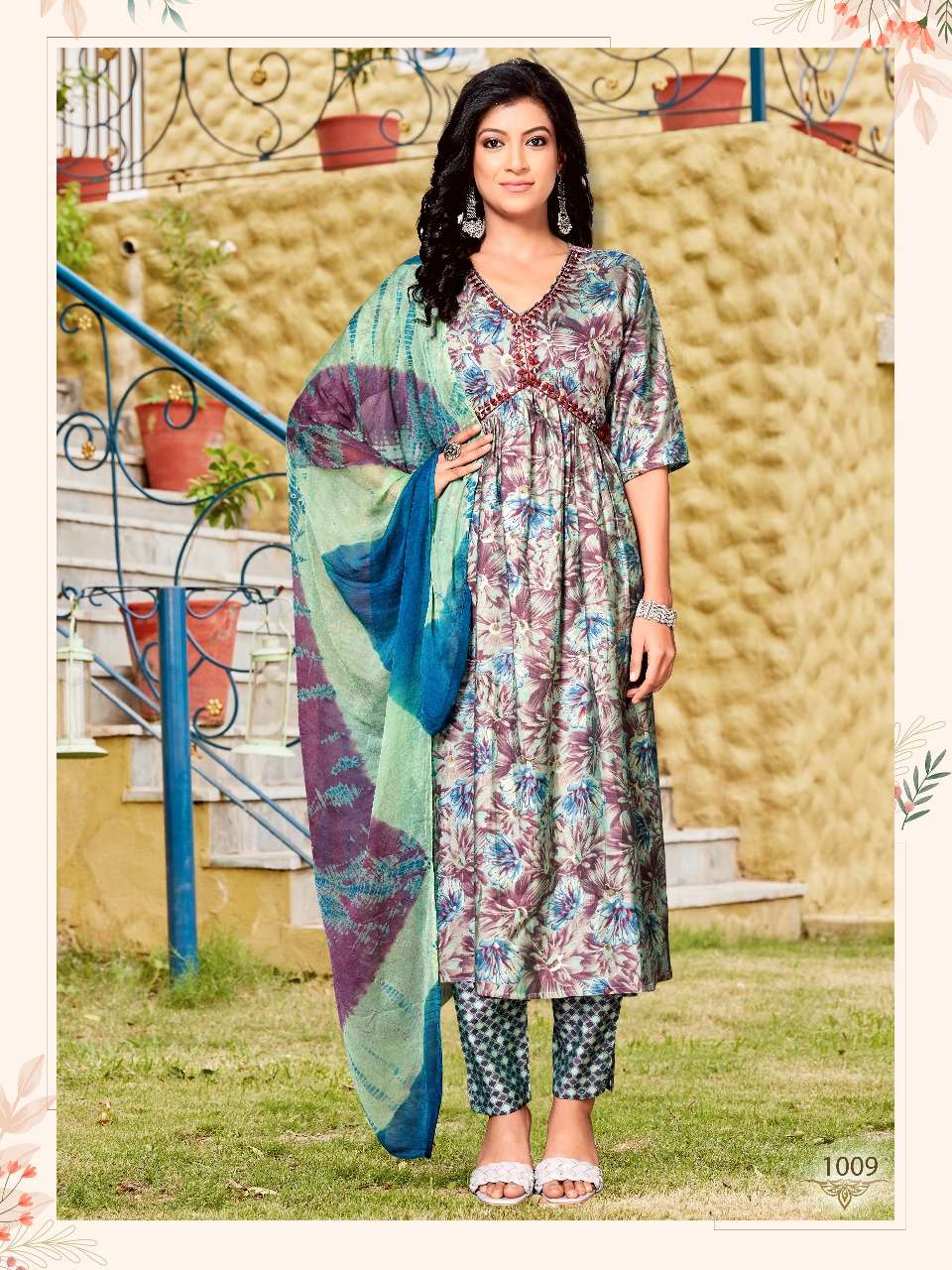 pr zara vol 1 readymade fancy aalia cut with hand mirror work kurti pant and dupatta catalog