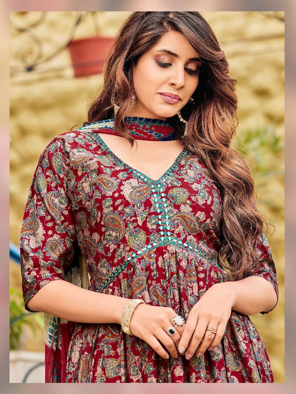 pr zara vol 1 readymade fancy aalia cut with hand mirror work kurti pant and dupatta catalog