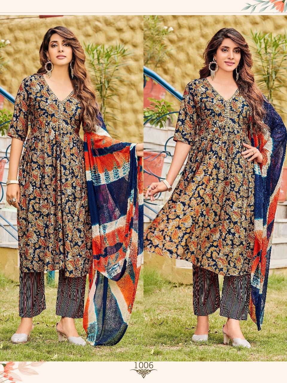 pr zara vol 1 readymade fancy aalia cut with hand mirror work kurti pant and dupatta catalog