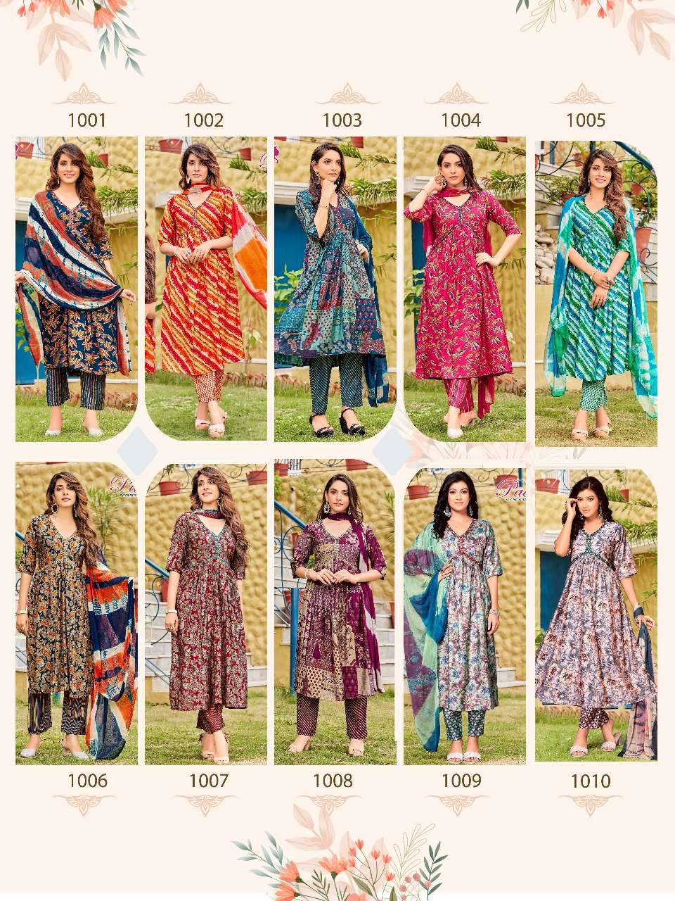 pr zara vol 1 readymade fancy aalia cut with hand mirror work kurti pant and dupatta catalog