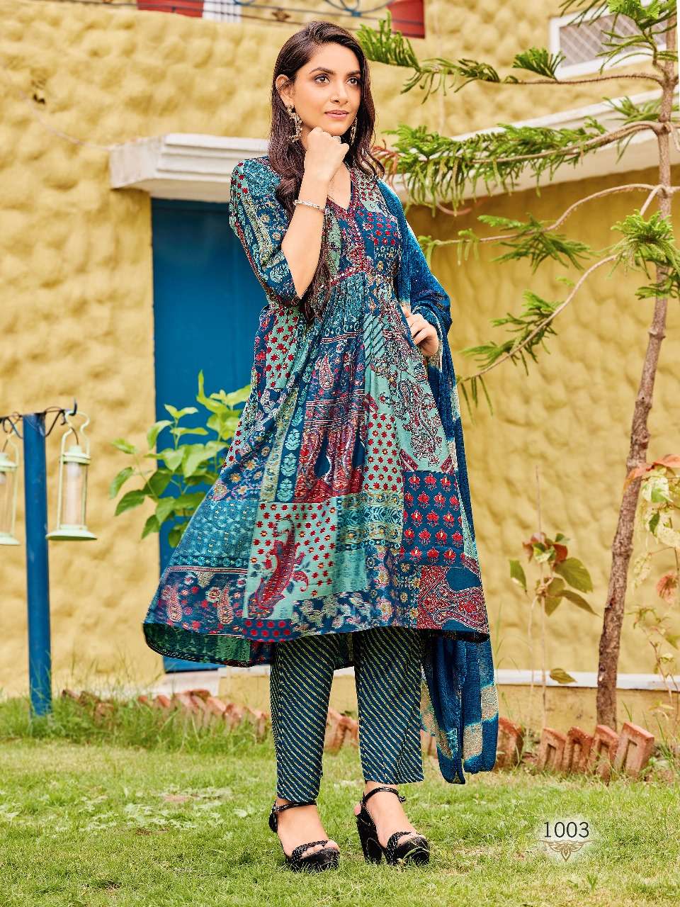 pr zara vol 1 readymade fancy aalia cut with hand mirror work kurti pant and dupatta catalog