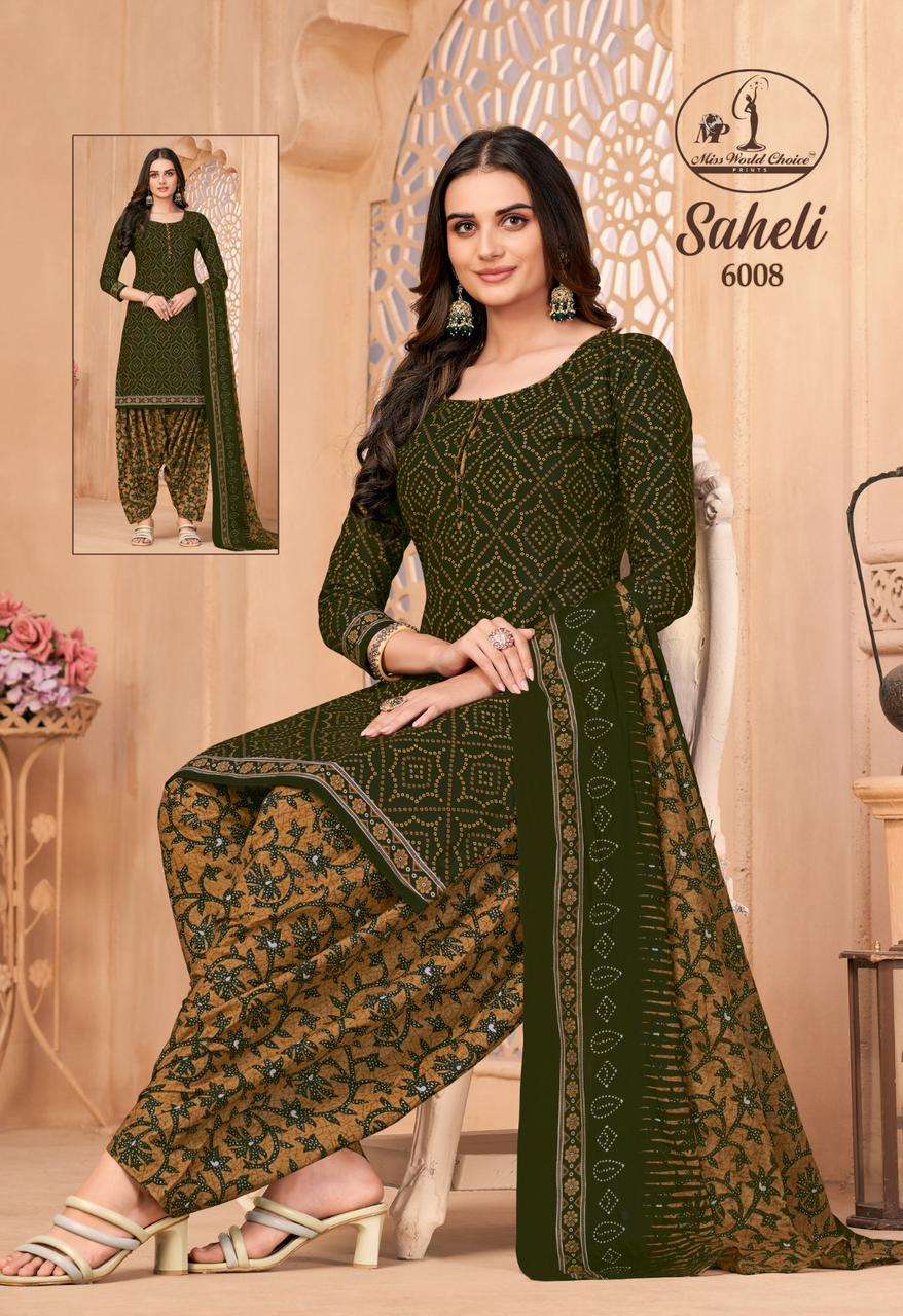 saheli vol 6 by miss world choice unstitch cotton suit material catalog