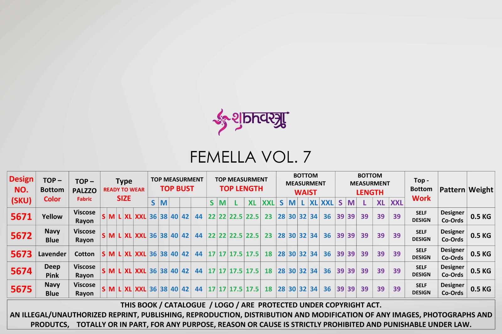 Shubh vastra femella vol 7 new collection of stylish fashionable readymade cord set