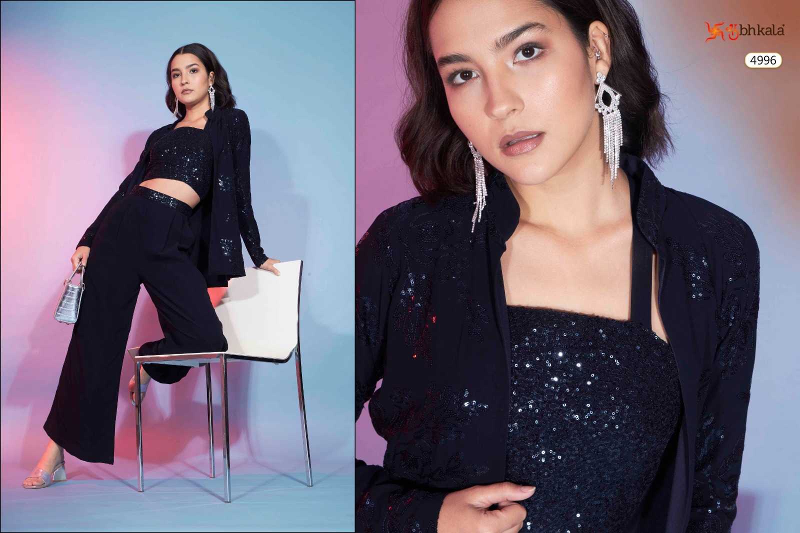 shubhkala flory vol 43 readymade western wear cord set with koti 