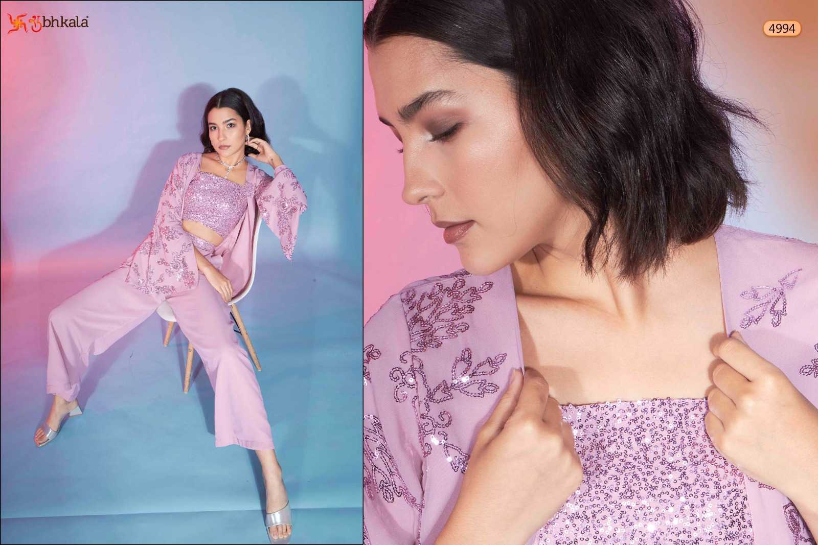 shubhkala flory vol 43 readymade western wear cord set with koti 