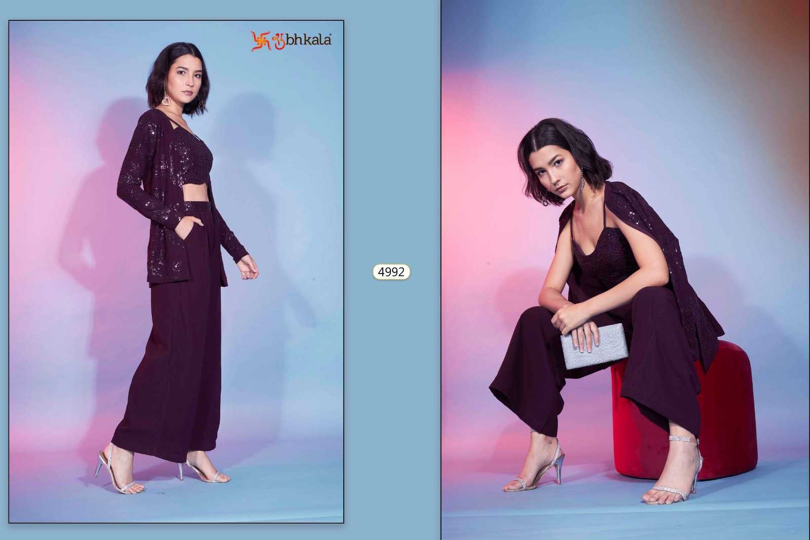 shubhkala flory vol 43 readymade western wear cord set with koti 