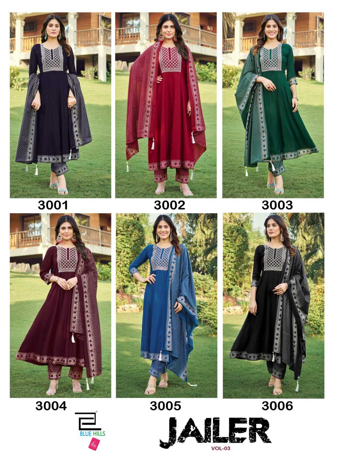 blue hills jailer vol 3 brand new fullstitch salwar kameez collection in plus size