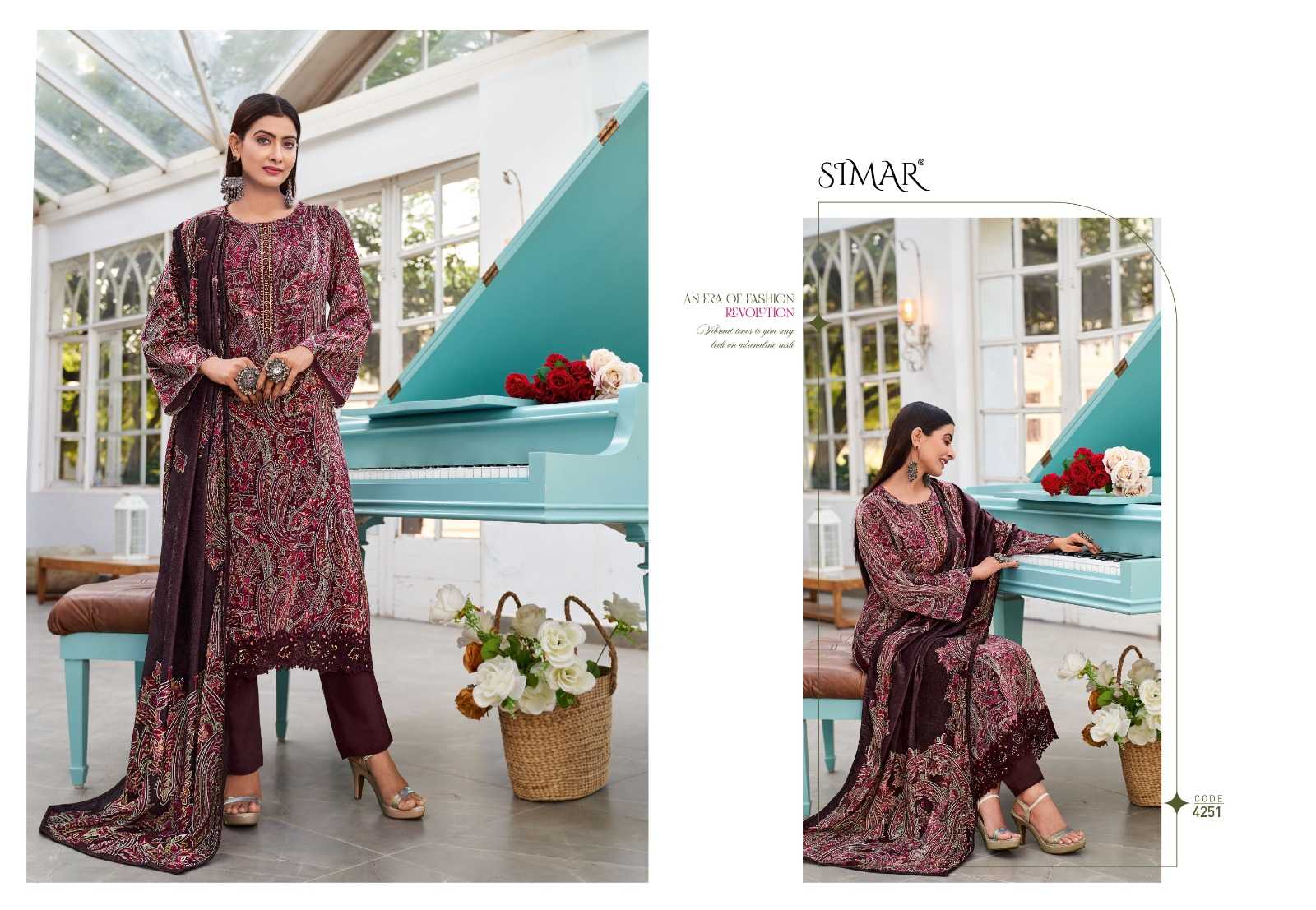 glossy simar ruhaani vol 3 brand new catalog winter velvet dress material