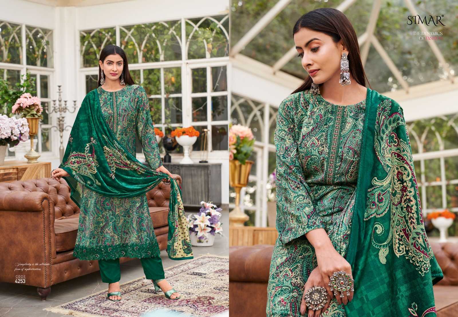 glossy simar ruhaani vol 3 brand new catalog winter velvet dress material