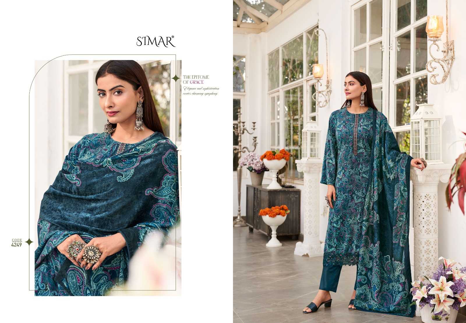 glossy simar ruhaani vol 3 brand new catalog winter velvet dress material