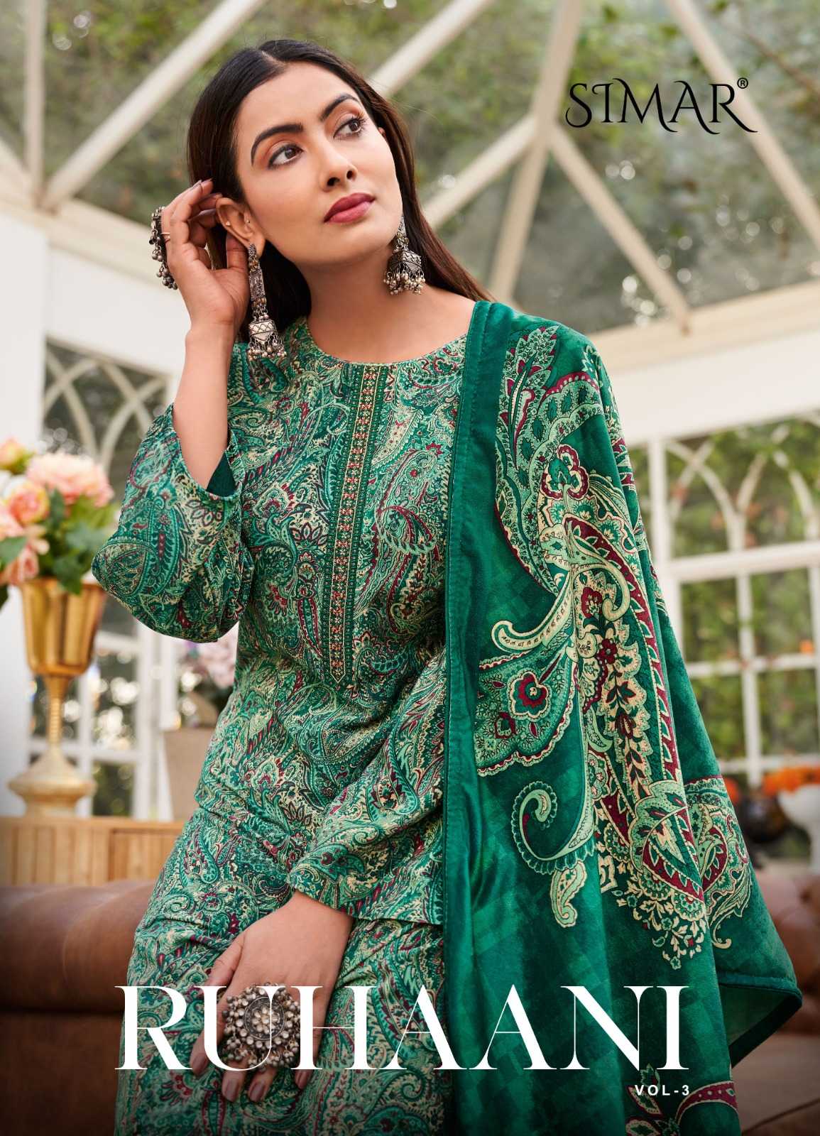 glossy simar ruhaani vol 3 brand new catalog winter velvet dress material