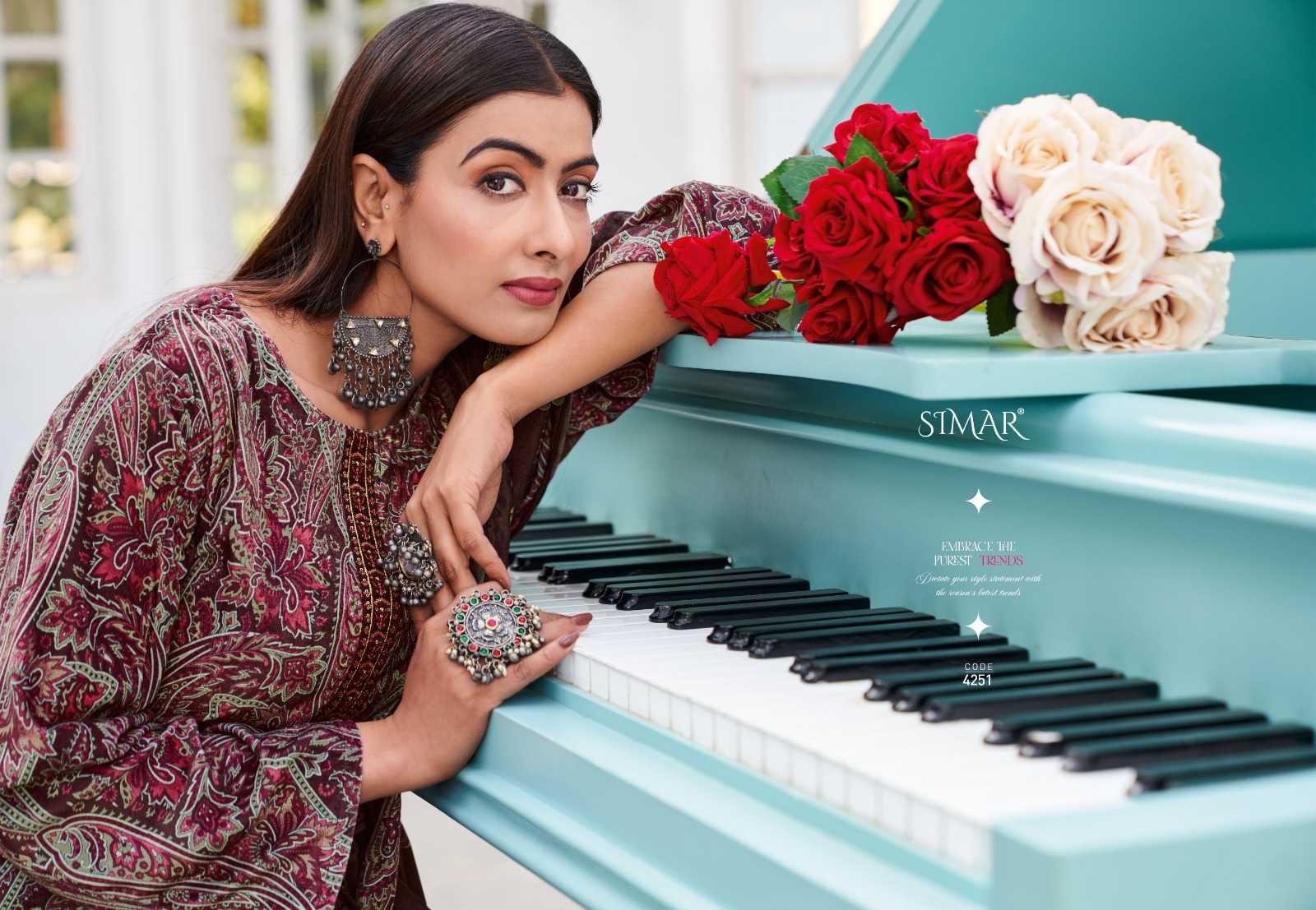 glossy simar ruhaani vol 3 brand new catalog winter velvet dress material