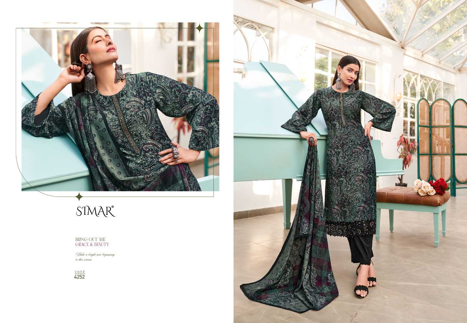 glossy simar ruhaani vol 3 brand new catalog winter velvet dress material