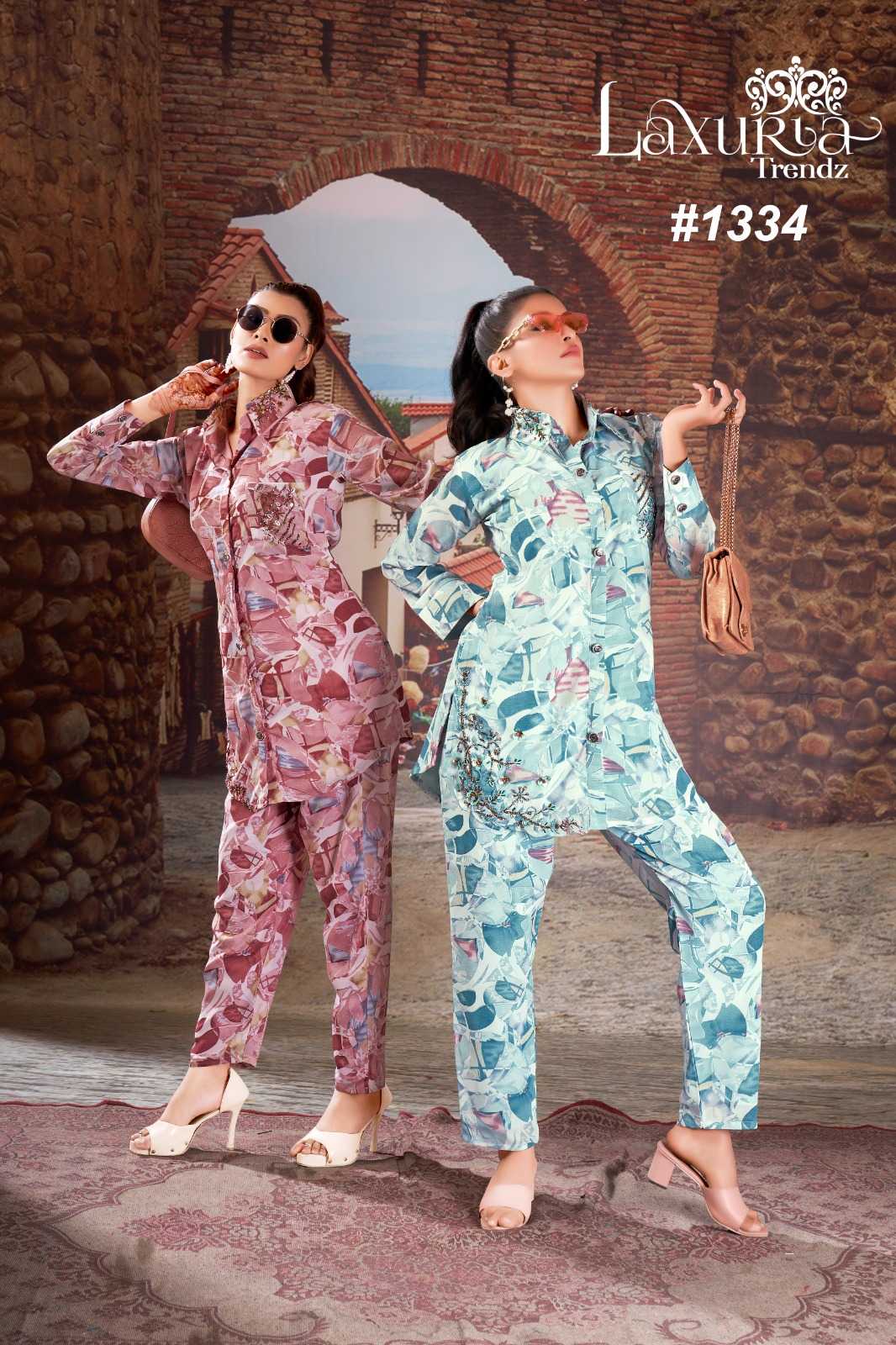 laxuria 1334 pakistani readymade printed stylish cord set 