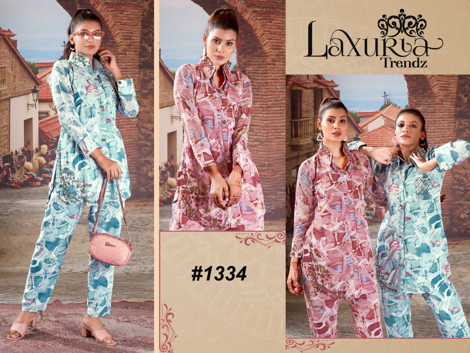 laxuria 1334 pakistani readymade printed stylish cord set 