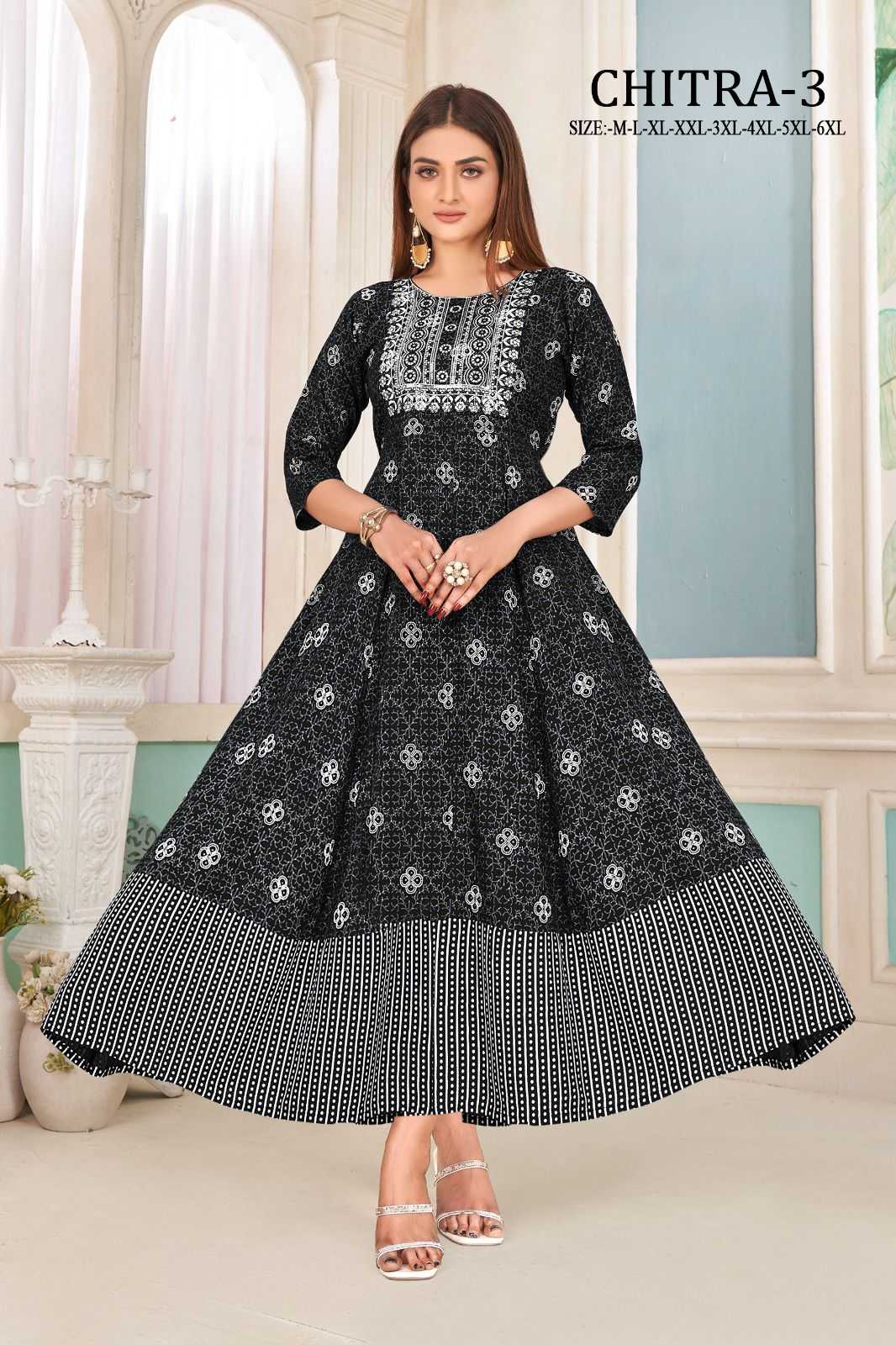 pr chitra vol 3 stitched long kurti with sequence work in plus sizes