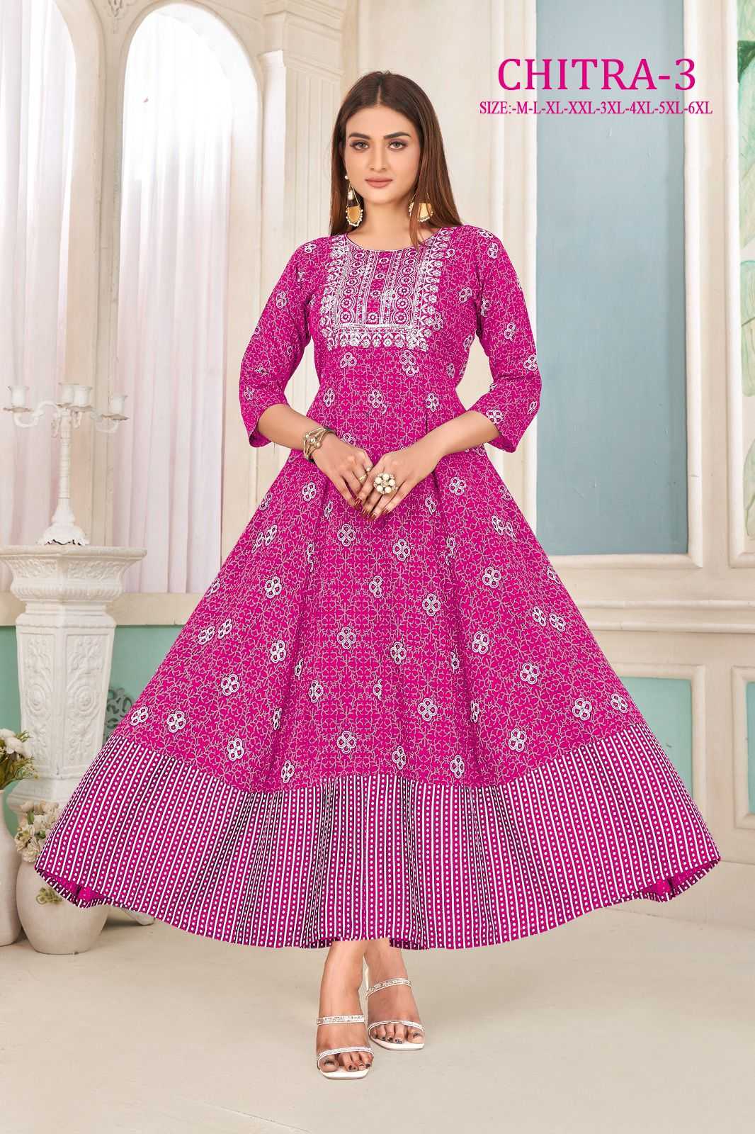 pr chitra vol 3 stitched long kurti with sequence work in plus sizes