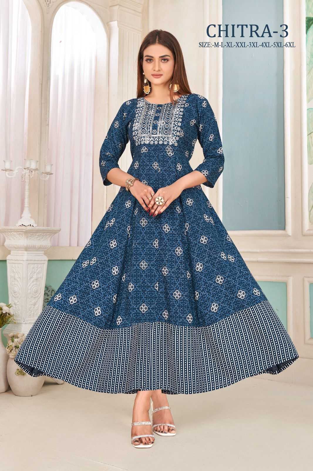 pr chitra vol 3 stitched long kurti with sequence work in plus sizes
