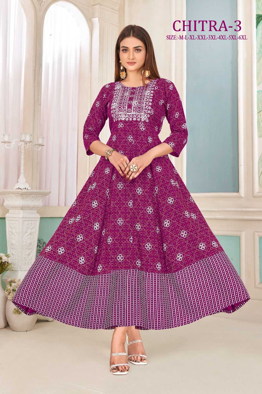 pr chitra vol 3 stitched long kurti with sequence work in plus sizes