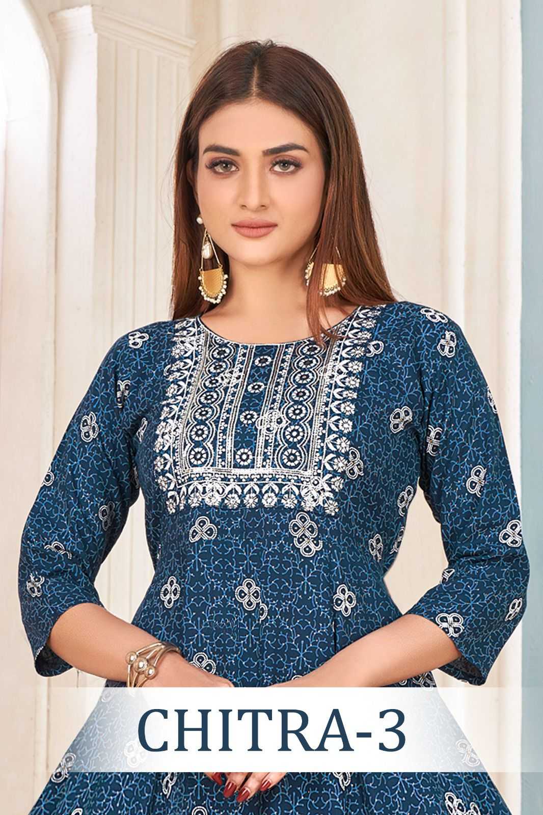 pr chitra vol 3 stitched long kurti with sequence work in plus sizes