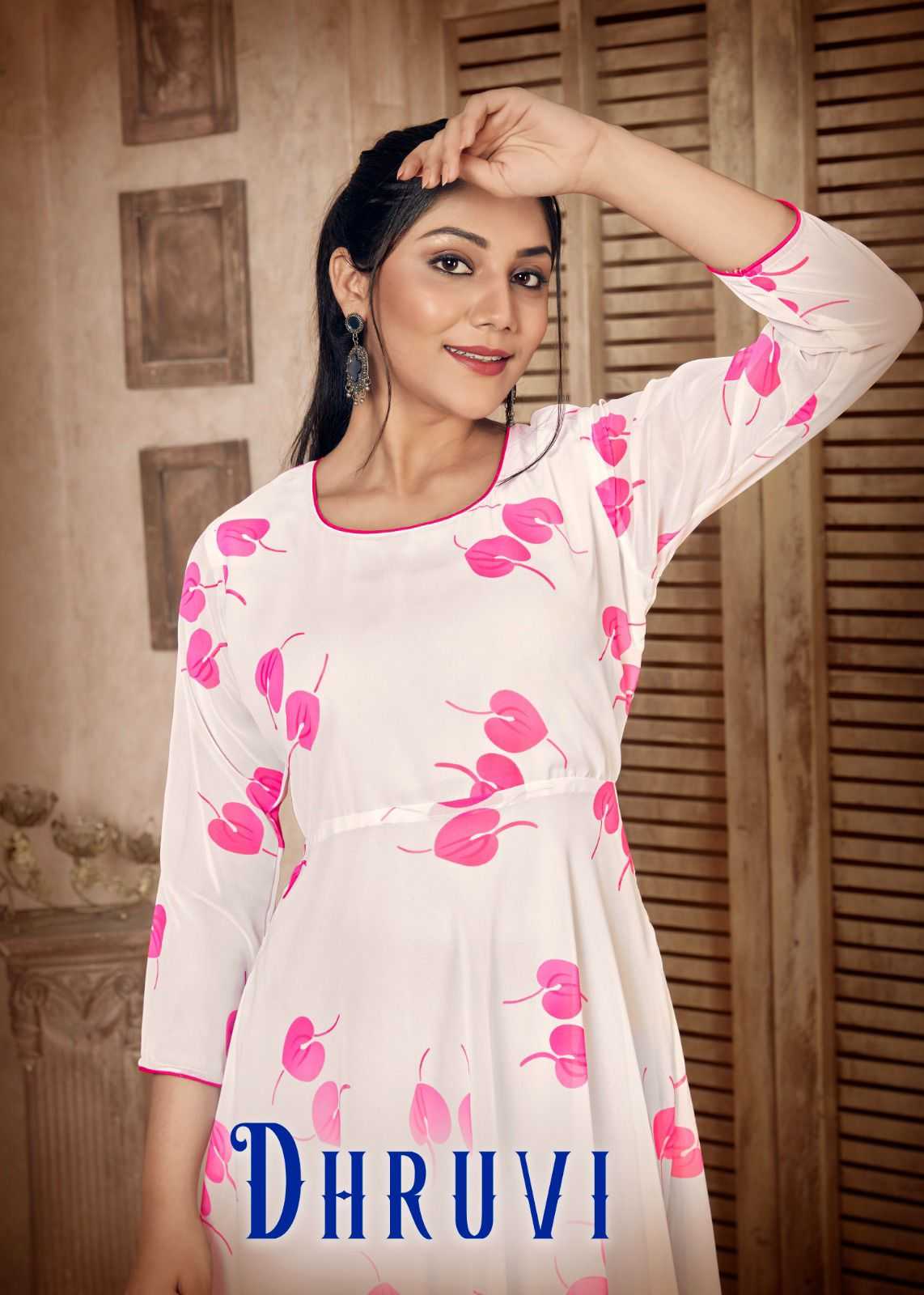 Pr dhruvi georgette beautiful stitched long kurti in plus sizes