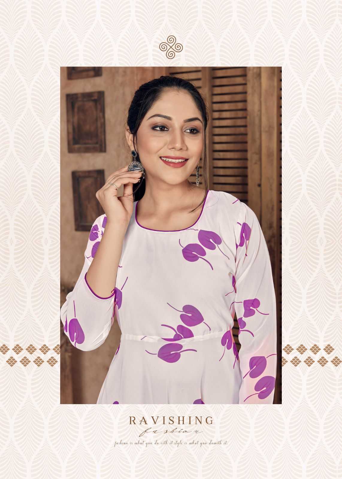 Pr dhruvi georgette beautiful stitched long kurti in plus sizes