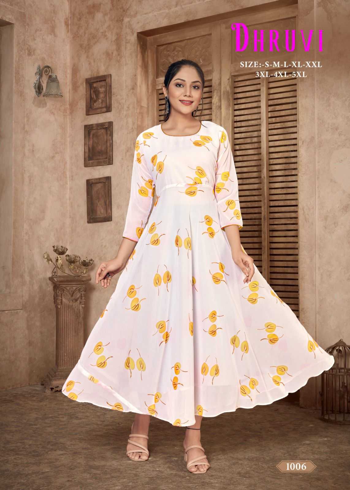 Pr dhruvi georgette beautiful stitched long kurti in plus sizes