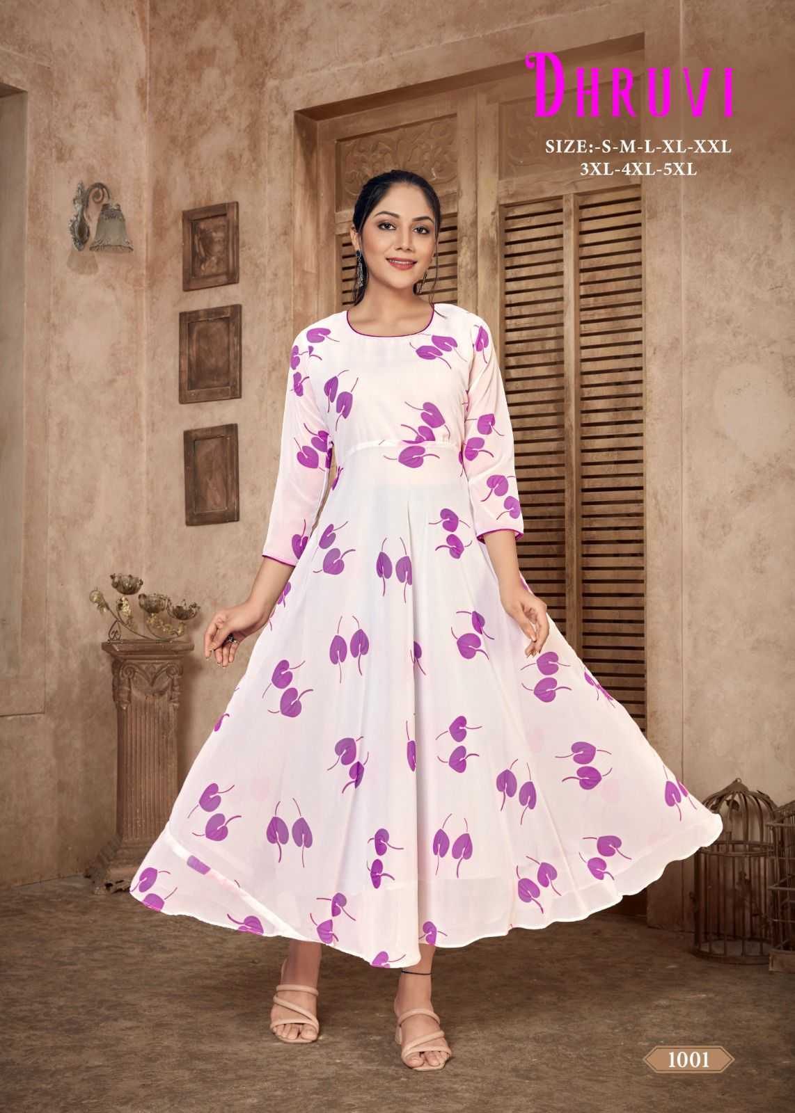 Pr dhruvi georgette beautiful stitched long kurti in plus sizes