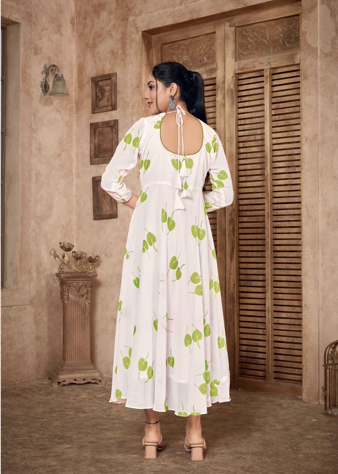 Pr dhruvi georgette beautiful stitched long kurti in plus sizes