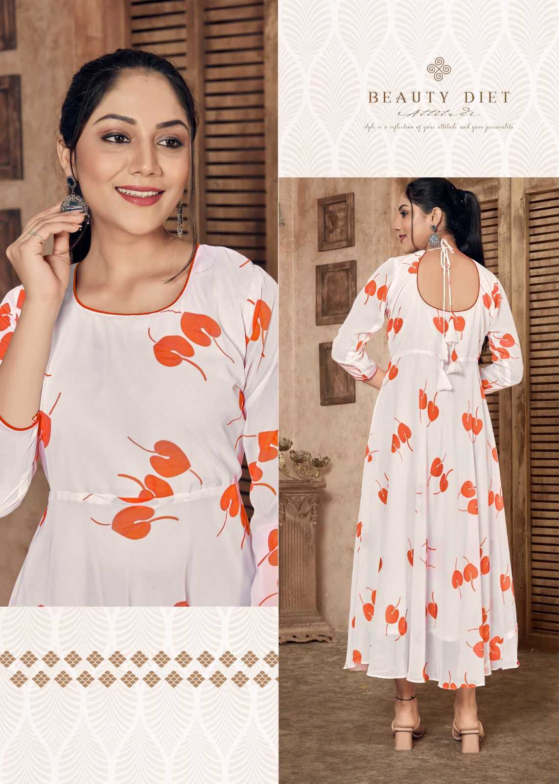 Pr dhruvi georgette beautiful stitched long kurti in plus sizes