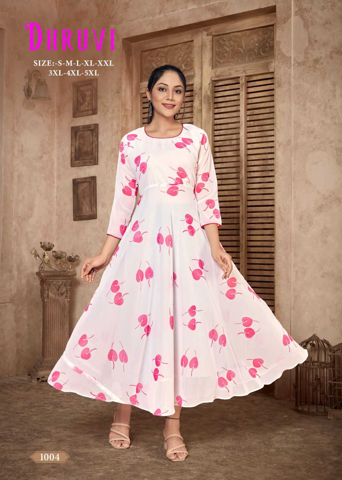 Pr dhruvi georgette beautiful stitched long kurti in plus sizes