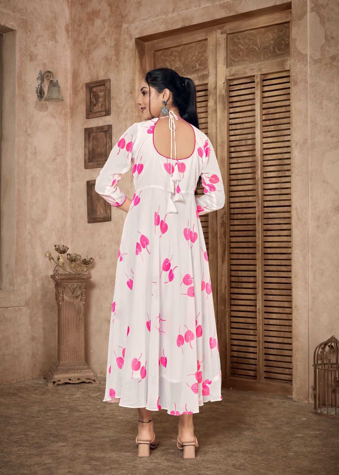 Pr dhruvi georgette beautiful stitched long kurti in plus sizes